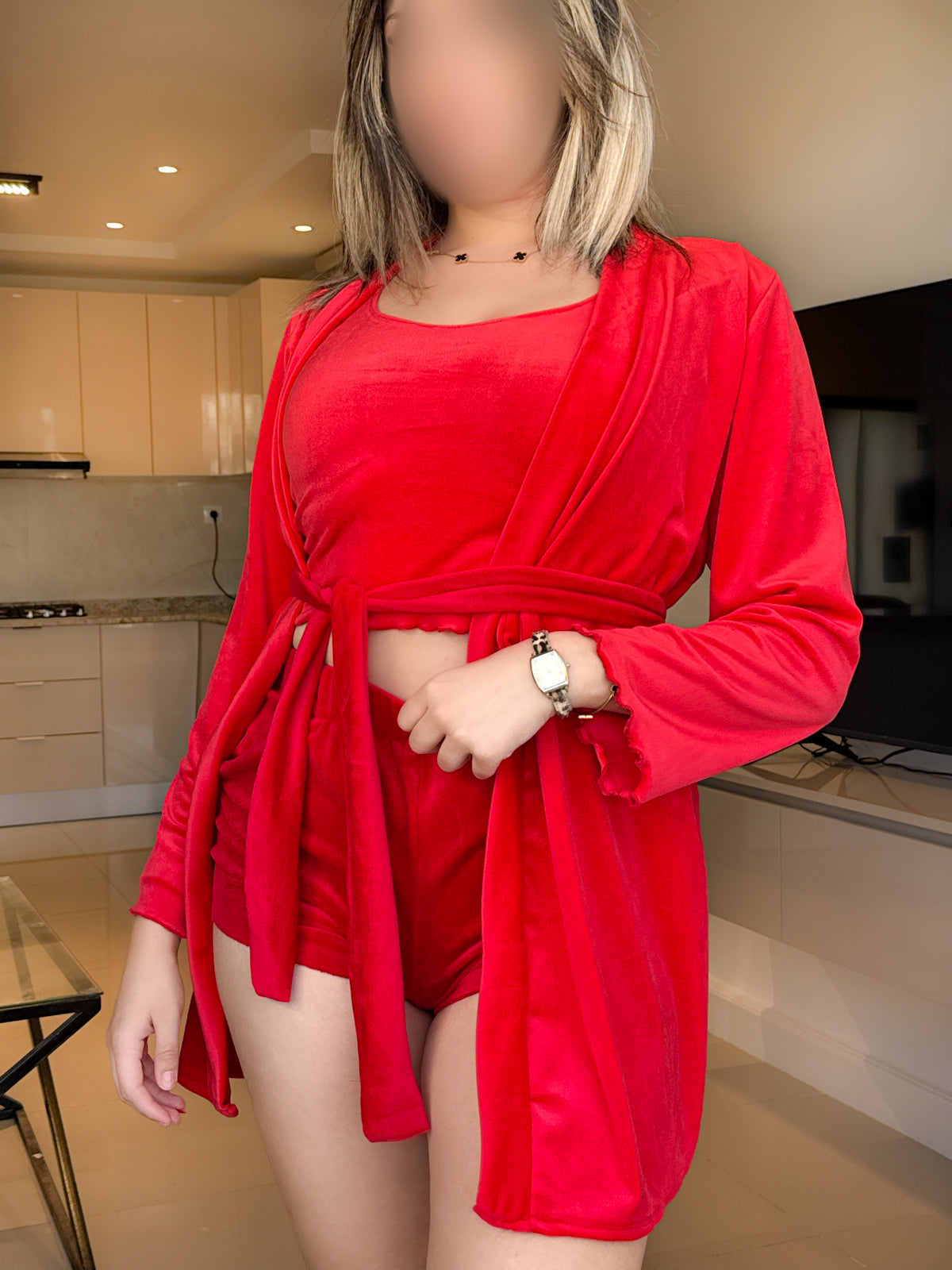 Ensemble 3 pièces rouge LINLIN