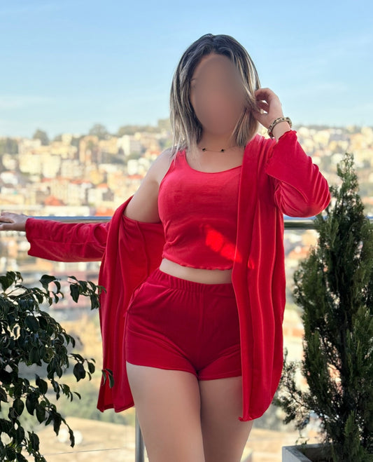 Ensemble 3 pièces rouge LINLIN