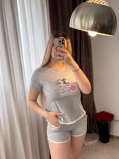Pyjama demi manche short gris SARU