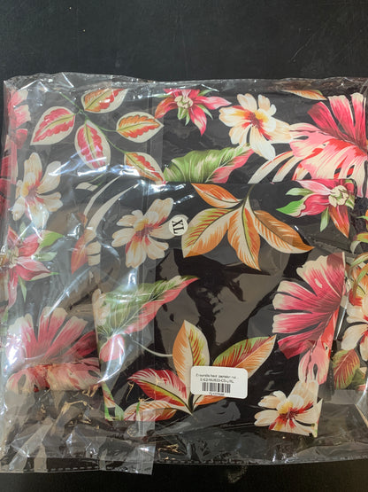 Ensemble haut  pantalon noir motif à fleurs jaune SARIM