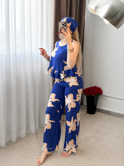 Pyjama pantalon a fleur bleu BALMA