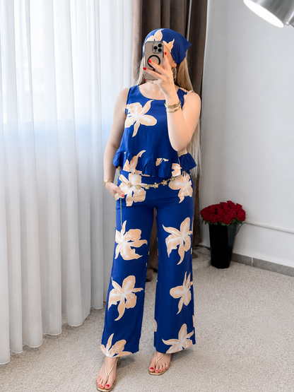 Pyjama pantalon a fleur bleu BALMA