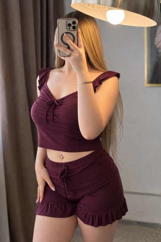 Ensemble 2 pièces aubergine JIKA
