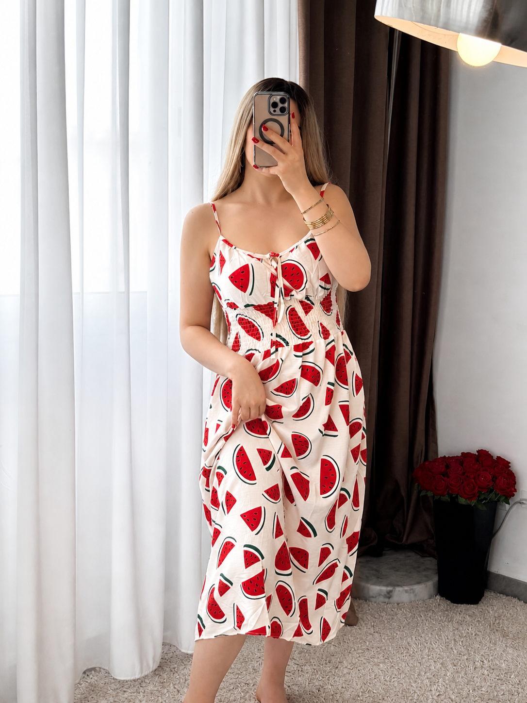 Robe nuisette blanc motif WATERMELON