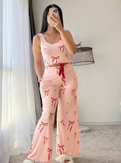 Ensemble pantalon bustier saumon DANIELLA