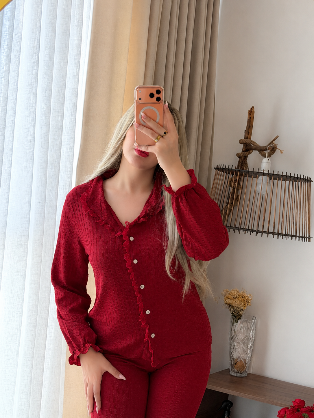 Ensemble 2 pièces pantalon bordeaux JOTA