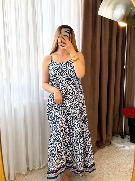 Robe nuisette bleu motif multi ANDY