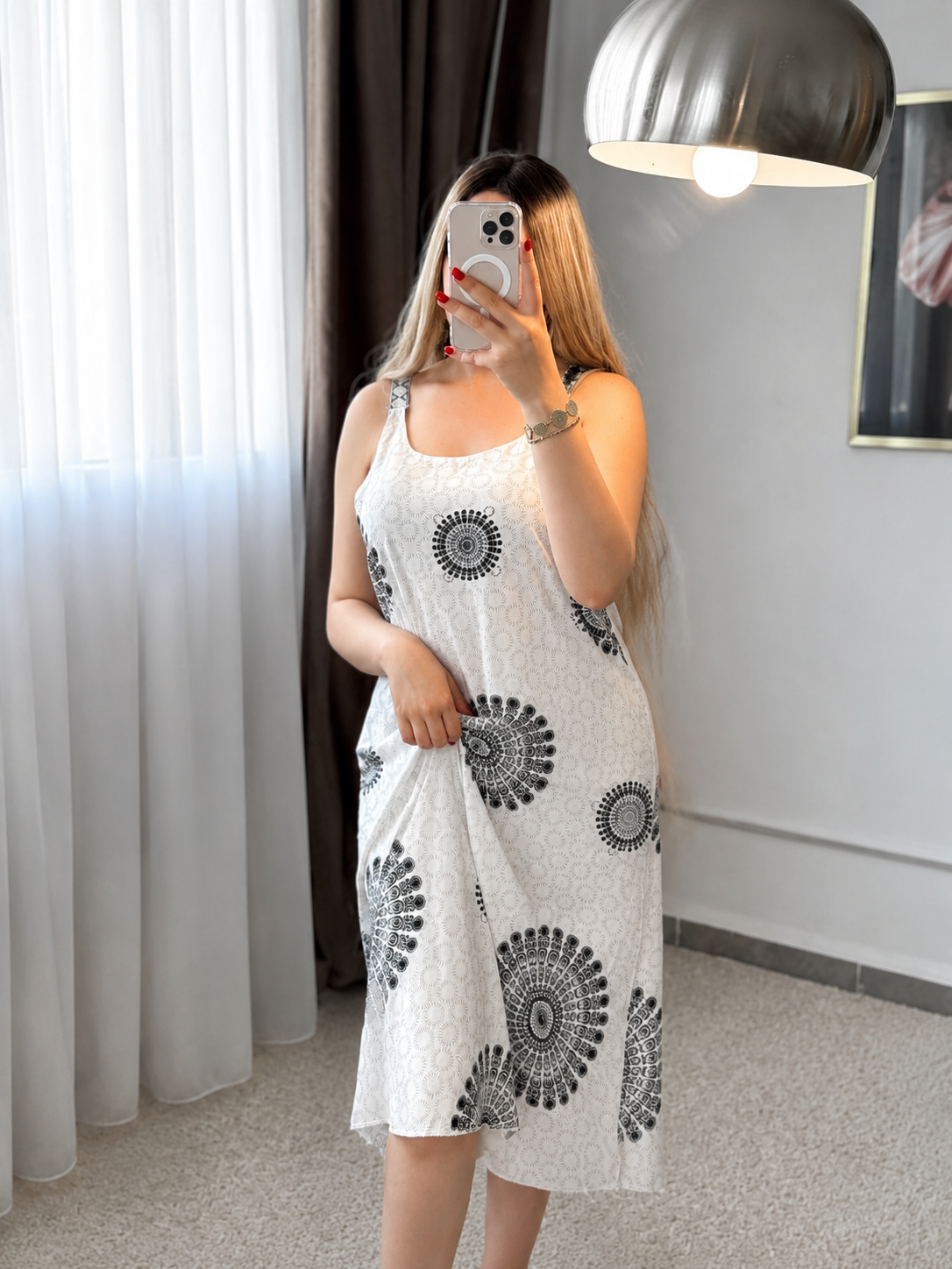 Robe nuisette motif mandala noir BRILN