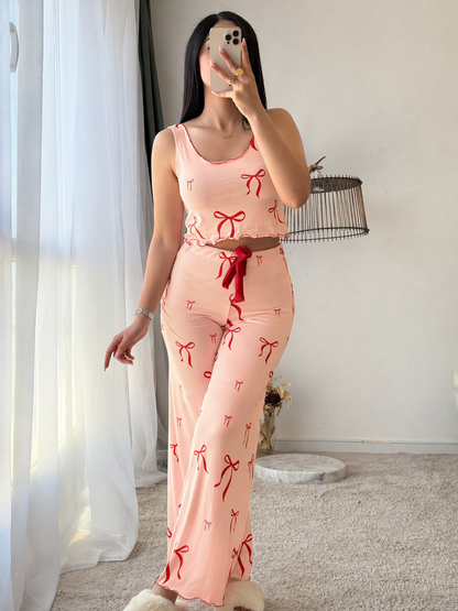 Ensemble pantalon bustier saumon DANIELLA