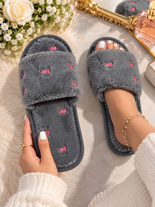 Pantoufles cerises gris PODA