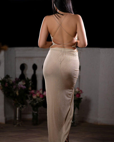 Robe nuisette glamour beige MELY