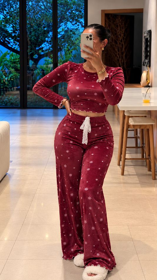 Pyjama manche long  aubergine femme FAYER