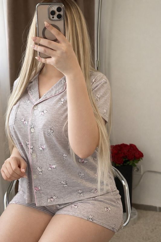 Pyjama demi-manche Short gris motif dog SYLAM