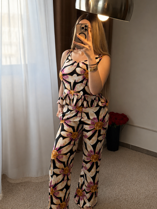 Pyjama pantalon violet et noir SARDA