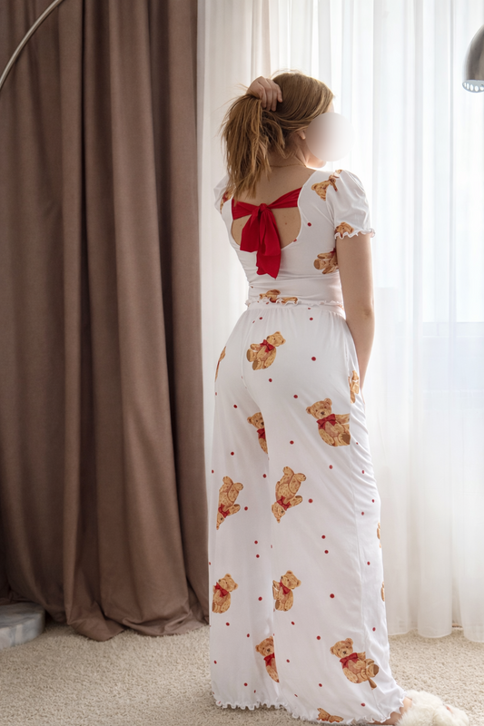 Pyjama pantalon demi manche a motif bear AMéLIA