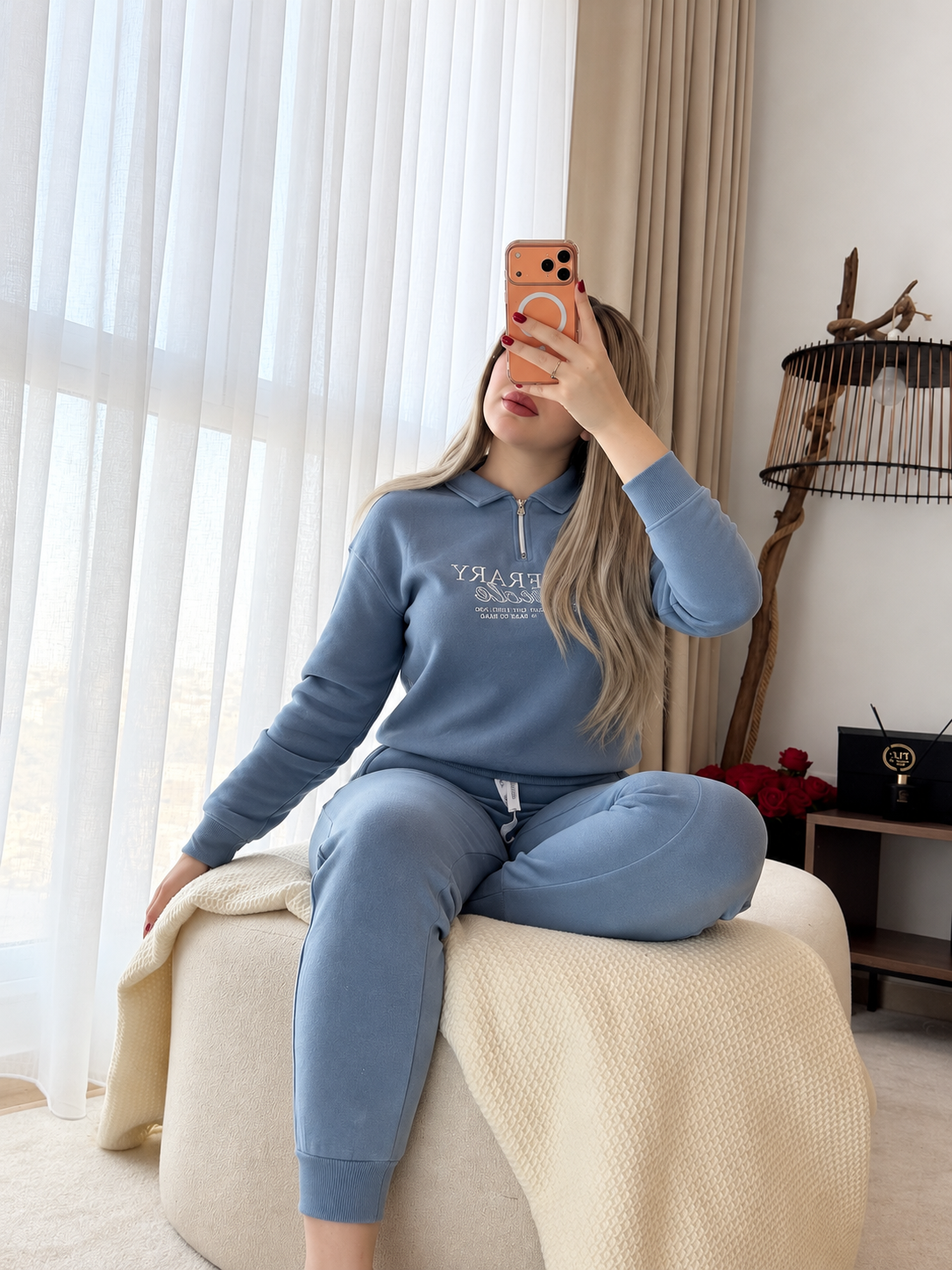 Ensemble manches longues pantalon fermeture bleu CIRLA