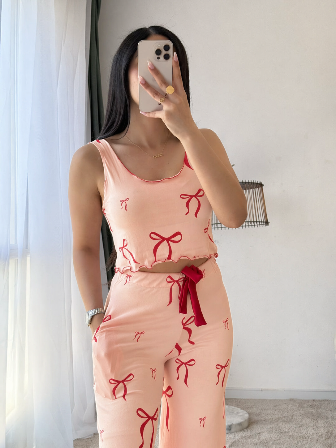 Ensemble pantalon bustier saumon DANIELLA