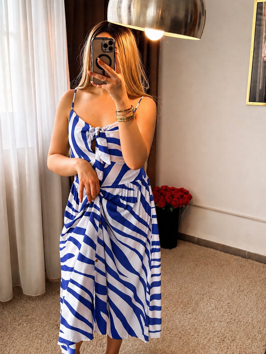 Robe nuisette bleu motif multi  QEER