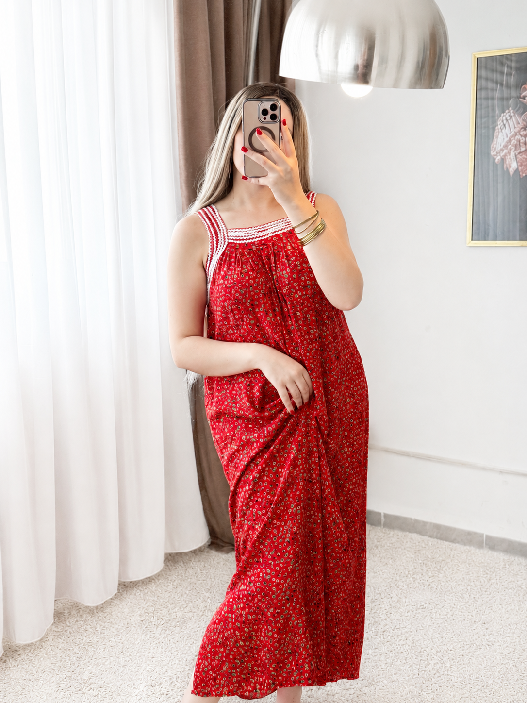 Jebba long rouge motif a fleur NARIN