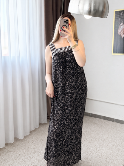 Jebba long noir motif a fleur NARIN