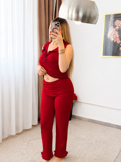 Pyjama pantalon NOEUD rouge MOTA