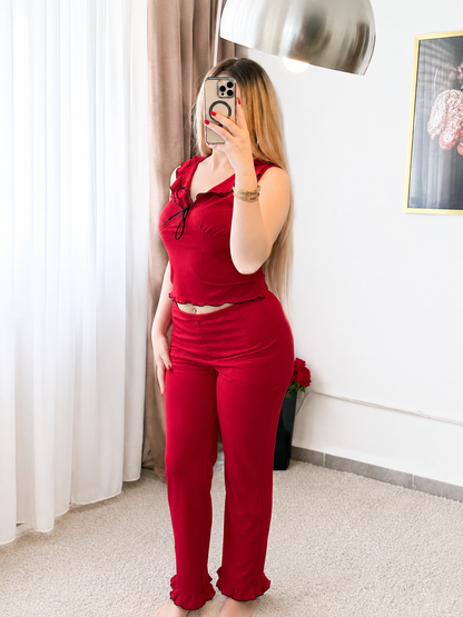 Pyjama pantalon NOEUD rouge MOTA
