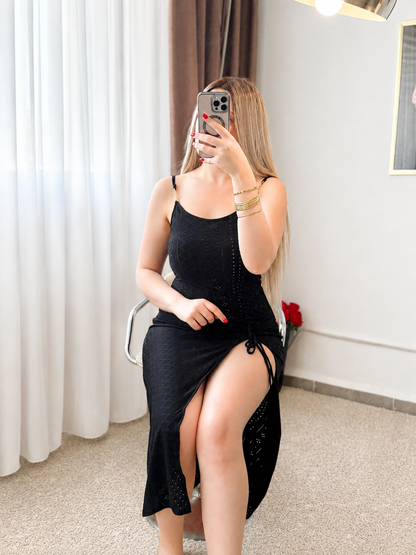 Robe nuisette long noir LARSIN