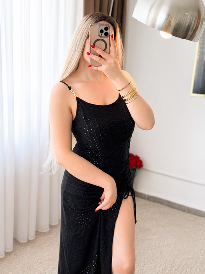 Robe nuisette long noir LARSIN