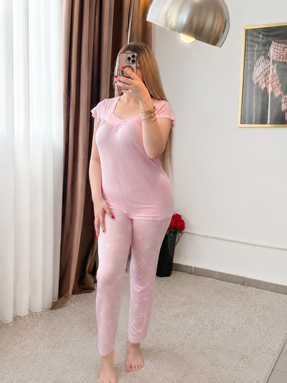 Pyjama pantalon NOEUD rose CALINA