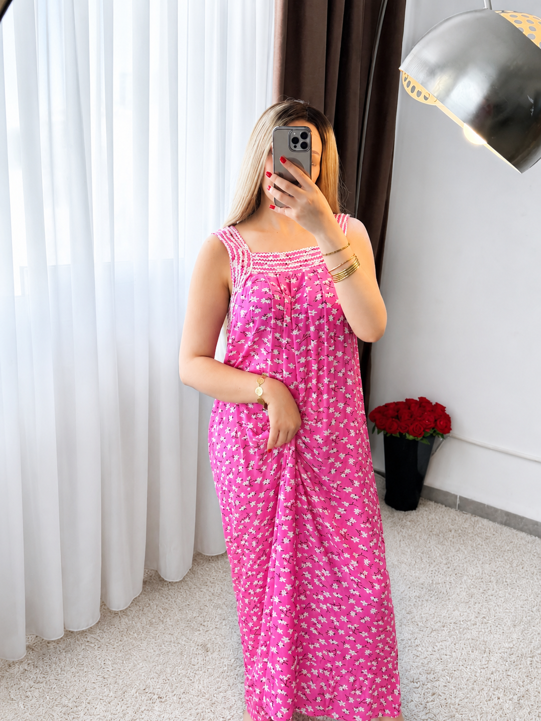 Jebba motifs grande fleur rose SABINA