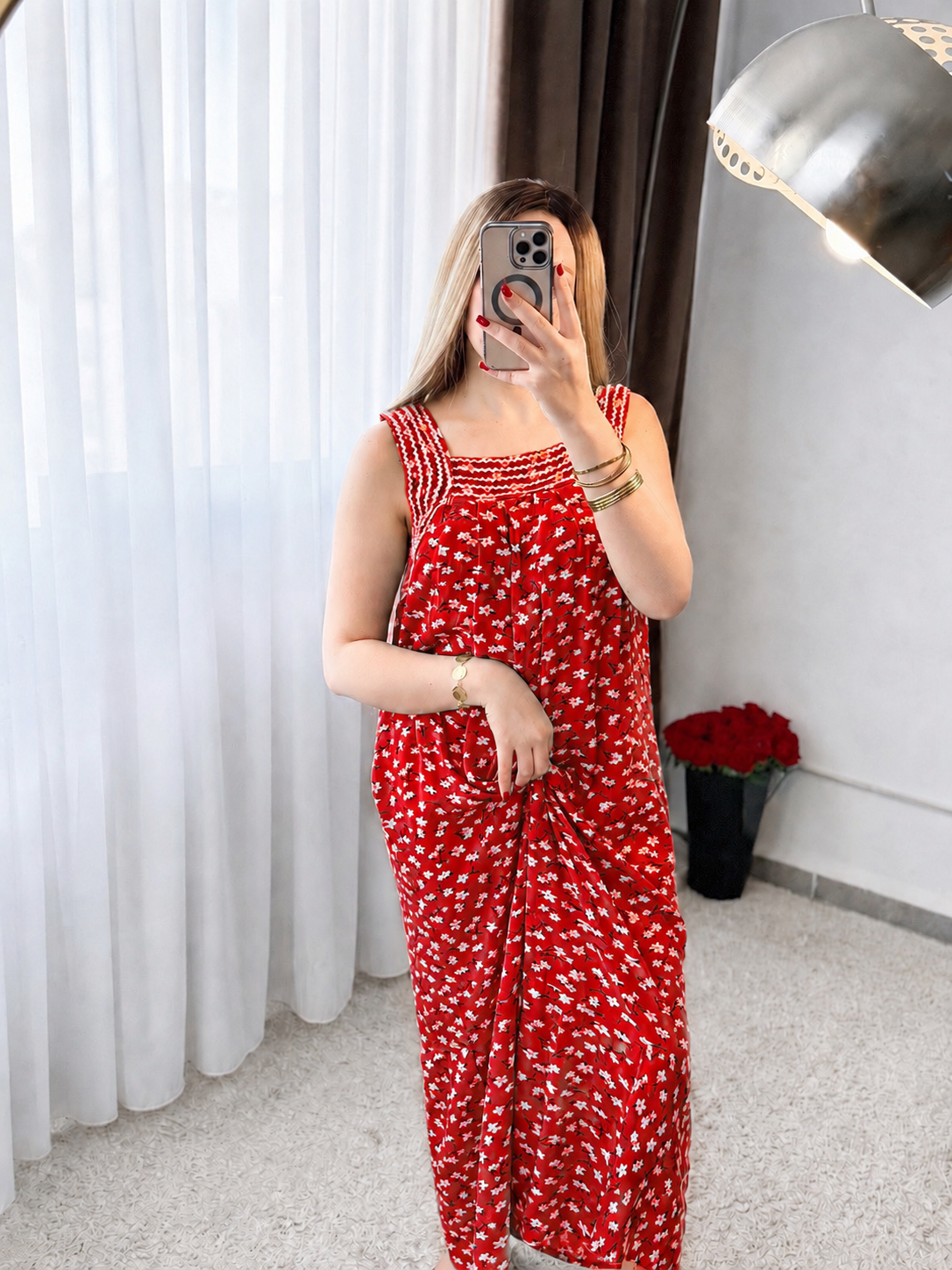 Jebba motifs grande fleur rouge SABINA