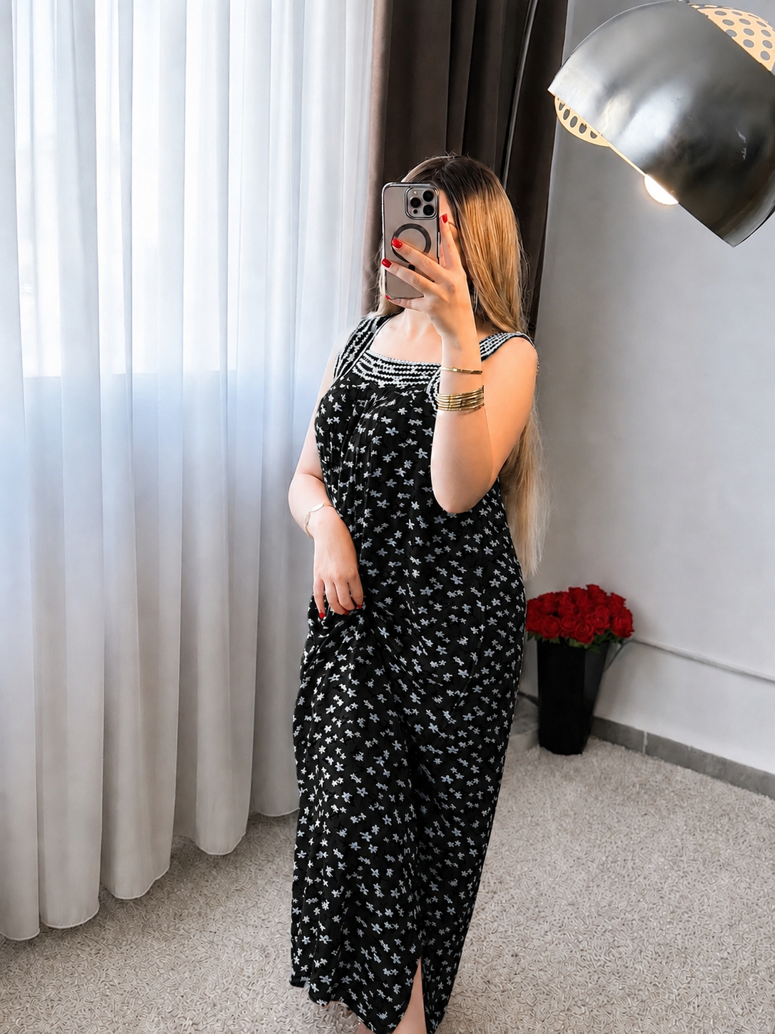 Jebba motifs grande fleur noir SABINA