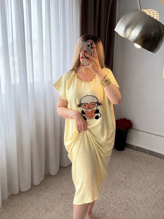 Jebba long à rayures jaune motif sheep PECORA