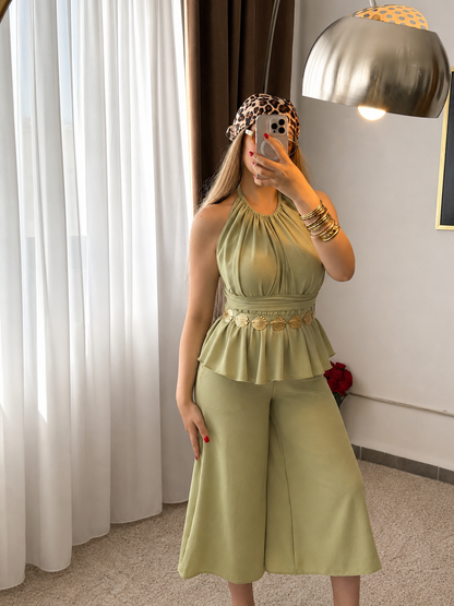 Ensemble haut pantalon vert AMANO