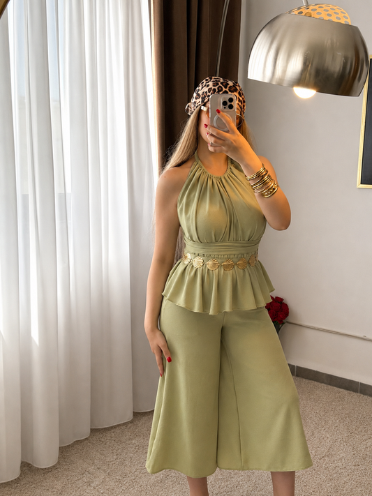Ensemble haut pantalon vert AMANO