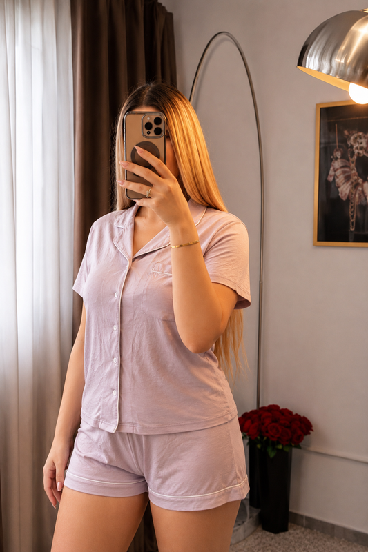 Pyjama demi-manche Short rose clair SYLAM