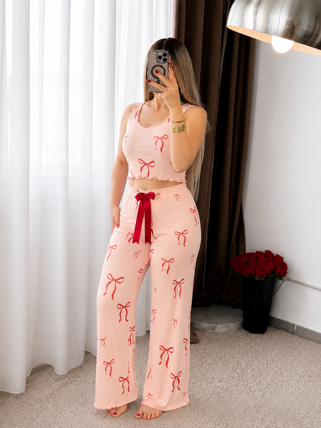 Ensemble pantalon bustier saumon DANIELLA