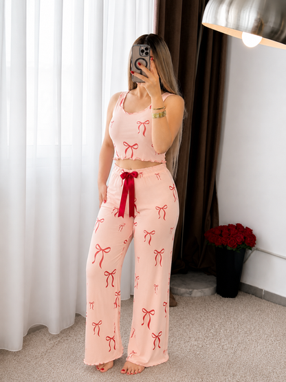 Ensemble pantalon bustier saumon DANIELLA
