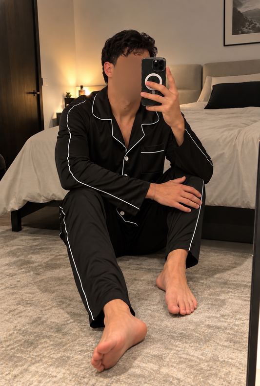 Pyjama noir homme lisri MARCO