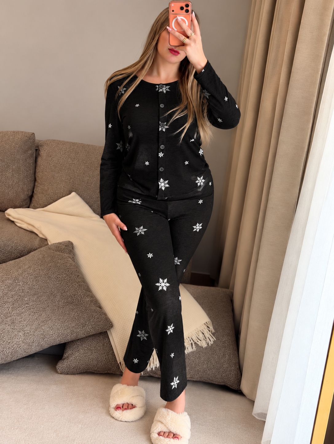 Pyjama manche long  noir TRESSA
