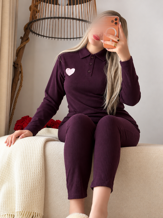 Enseble 2 pièces haut pantalon aubergine BARNES
