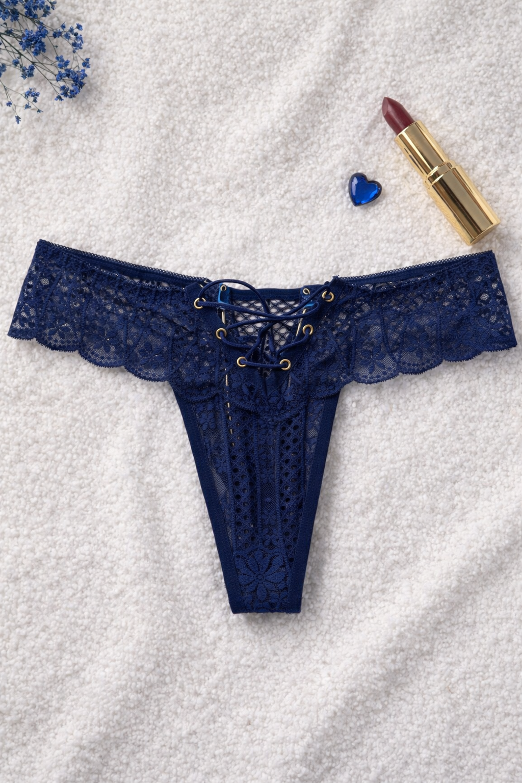 String dentelle corset bleu nuit STRAYNI