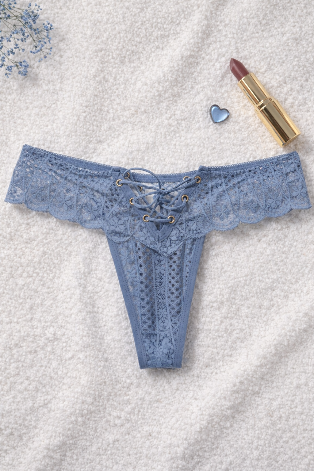 String dentelle corset bleu clair STRAYNI