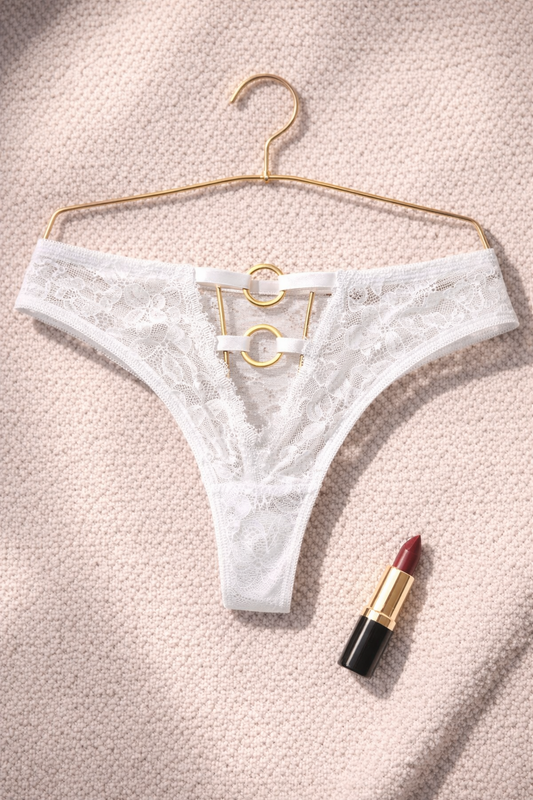 String dentelle à anneaux blanc ANNI
