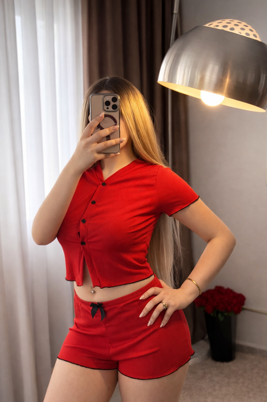 Ensemble 2 pièces short rouge SARINA