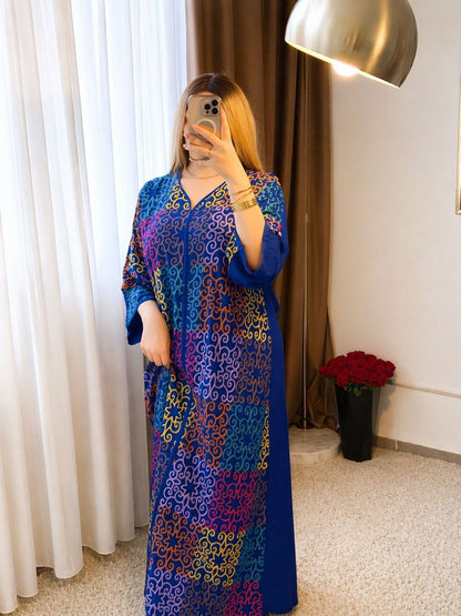 Robe à motifs bleu MASSA