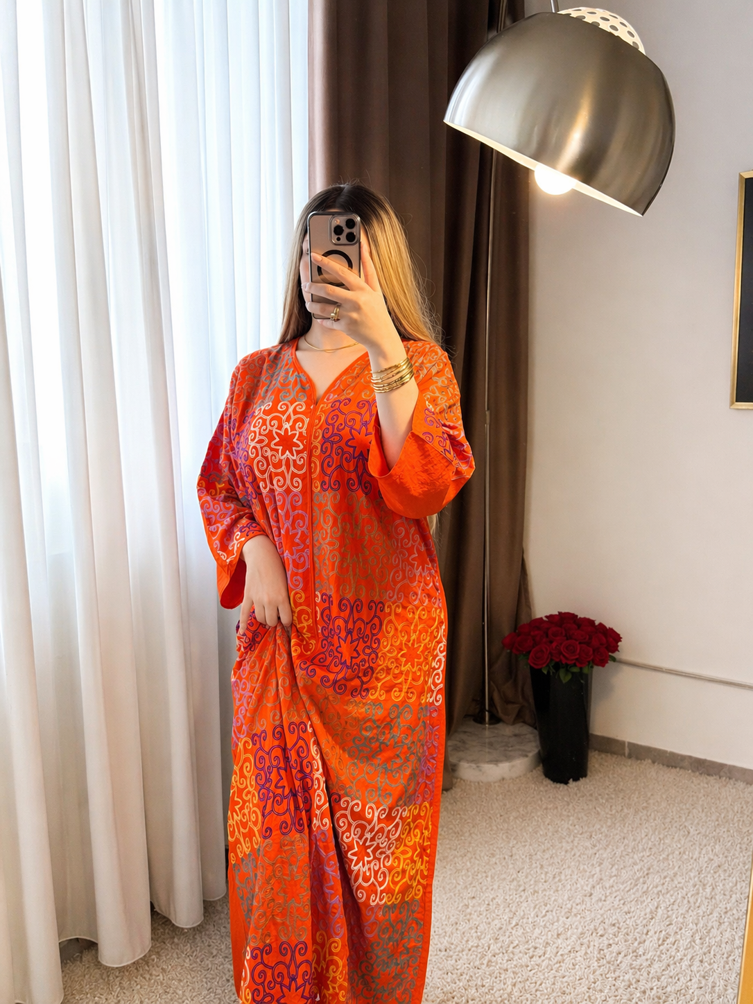 Robe à motifs orange MASSA