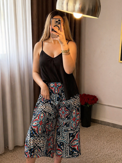 Ensemble bustier noir pantalon motif BONI