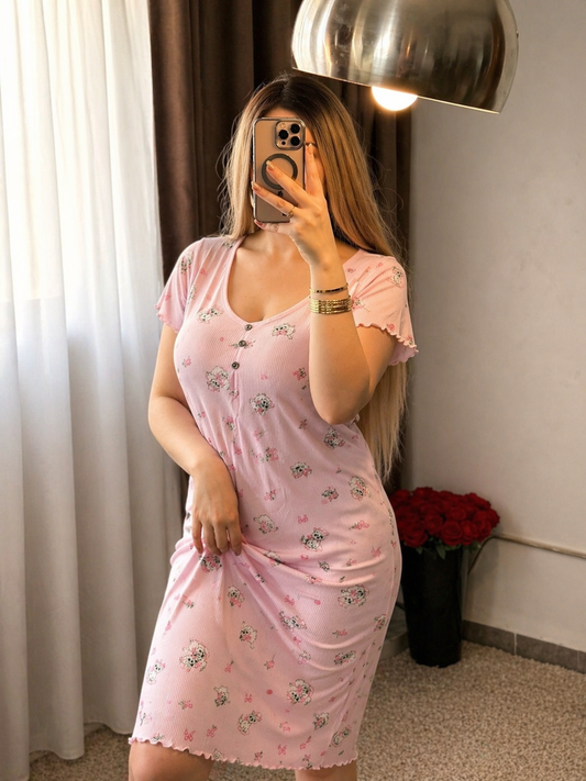 Robe nuisette rose motif CATY ADINO