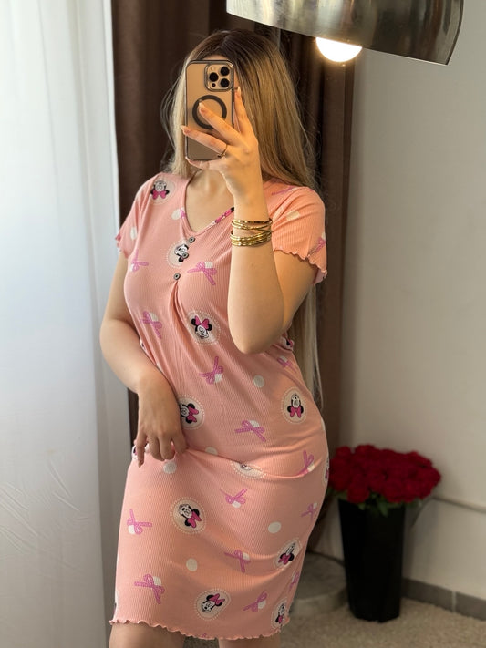 Robe nuisette saumon motif NOEUD ADINO